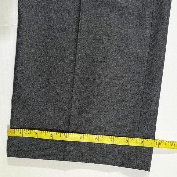 Perry Ellis - Men's Size 38/30 - Dark Grey Dress Pants Pleated Front Cuff Hem - Picture 8 of 8